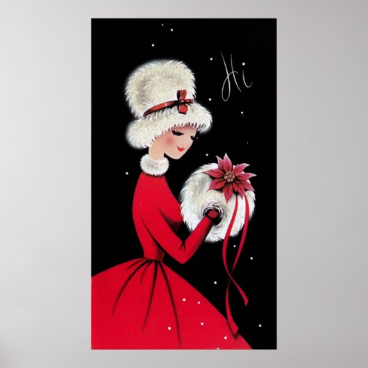Retro Weihnachts-Dame Holiday Poster (Vorne)