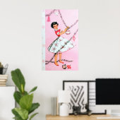 Retro Weihnachts-Dame Holiday Poster (Heimbüro)