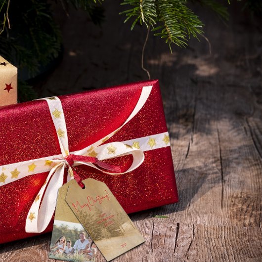 Retro Weihnachts-Foto Geschenkanhänger