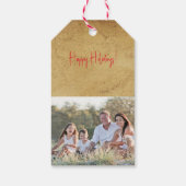 Retro Weihnachts-Foto Geschenkanhänger (Rückseite)