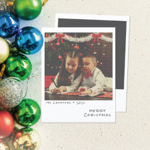 Retro-Weihnachts-Fotokarte - Weiße und goldene Gir Feiertagskarte