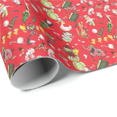 Retro Weihnachts gestopfte Tiere Puppen Trommel Ba Geschenkpapier (Rolleneckpunkt)