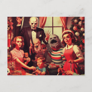 Retro-Weihnachts-Horror Postkarte