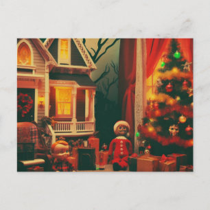 Retro-Weihnachts-Horror Postkarte