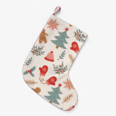 Retro Weihnachts Lebkuchen Muster. Kleiner Weihnachtsstrumpf (Vorderansicht (hängend))