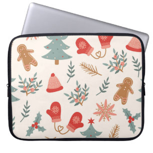 Retro Weihnachts Lebkuchen Muster. Laptopschutzhülle