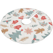 Retro Weihnachts Lebkuchen Muster. Polyester Weihnachtsbaumdecke (Schrägansicht)