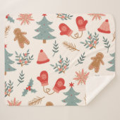 Retro Weihnachts Lebkuchen Muster. Sherpadecke (Vorderseite (Horizontal))