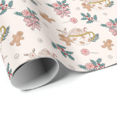 Retro Weihnachts-Muster Umschlagpapier Geschenkpapier (Rolleneckpunkt)
