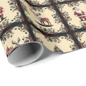 Retro Weihnachts-Muster Umschlagpapier Geschenkpapier (Rolleneckpunkt)