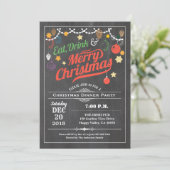 Retro Weihnachts Party Brunch Mittag Abendessen Einladung (Stehend Vorderseite)