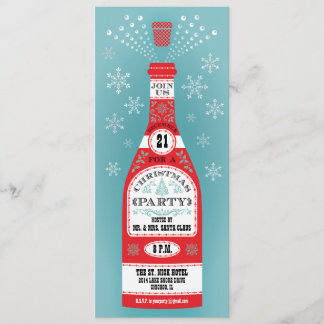 Retro Weihnachts Party Champagner Flasche Einladun Einladung