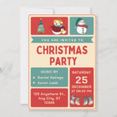 Retro Weihnachts-Party Einladung (Vorderseite)