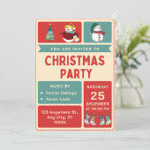 Retro Weihnachts-Party Einladung (Stehend Vorderseite)