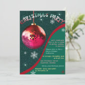 Retro Weihnachts-Party Einladung Grün und Rot (Stehend Vorderseite)
