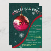 Retro Weihnachts-Party Einladung Grün und Rot (Vorne/Hinten)