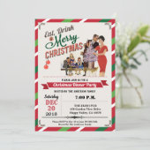 Retro Weihnachts-Party Haus Erwärmung Open House Einladung (Stehend Vorderseite)