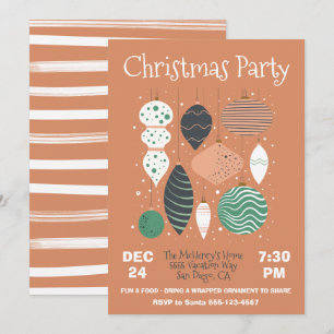 Retro Weihnachts Party Ornament Einladung