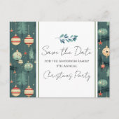 Retro Weihnachts-Party Save the Date Baum Postkarte (Vorderseite)