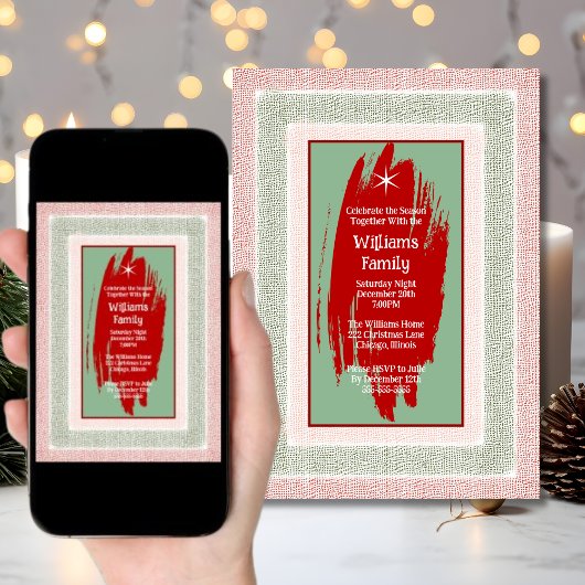 Retro Weihnachts Party Urlaub Digitale Einladung