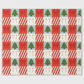 Retro-Weihnachts-Patchwork-Geschenkpapier Geschenkpapier (Flach)