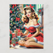 Retro-Weihnachts-Pin-Up Postkarte (Vorderseite)