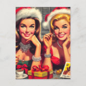 Retro-Weihnachts-Pin-ups Postkarte (Vorderseite)