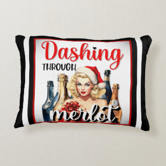 Retro Weihnachts Pinup Dashing Through the Merlot Dekokissen