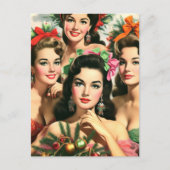 Retro-Weihnachts-Pinups Postkarte (Vorderseite)