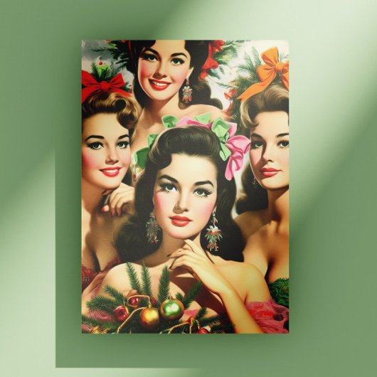 Retro-Weihnachts-Pinups Postkarte