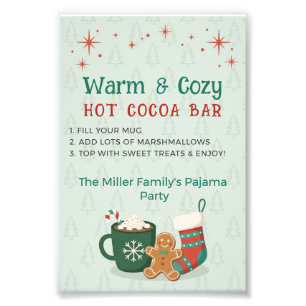 Retro-Weihnachts-Pyjama-Party-Hot-Cocoa-Bar-Schild Fotodruck