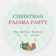 Retro-Weihnachts-Pyjama-Party-Klassischer-Rund-Auf