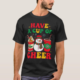 Retro-Weihnachts-Schneemann-Gingerbread-Heiße Scho T-Shirt