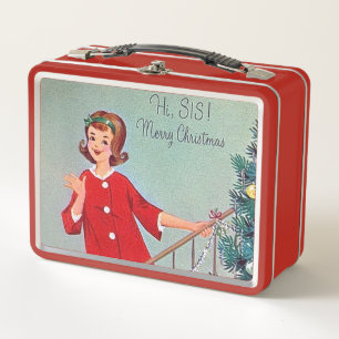 Retro Weihnachts-Schwester-Feiertag Metall Brotdose