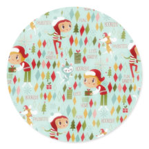 Retro Weihnachts-Spaß Geschenk und Kartenaufkleber