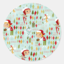 Retro Weihnachts-Spaß Geschenk und Kartenaufkleber Runder Aufkleber