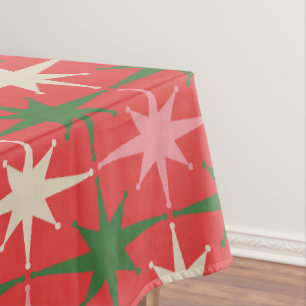 Retro-Weihnachts-Sternenexplosionen im Midcentury- Tischdecke