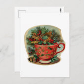 Retro Weihnachts-Tasse Stillleben Postkarte (Vorne/Hinten)