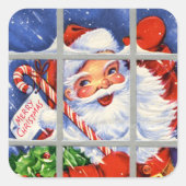 Retro Weihnachts Weihnachtsaufkleber Quadratischer Aufkleber (Vorderseite)