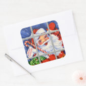 Retro Weihnachts Weihnachtsaufkleber Quadratischer Aufkleber (Umschlag)