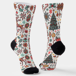 Retro-Weihnachts-Weihnachtsbaum-Geschenksocken im Socken