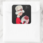 Retro Weihnachts Weihnachtsfest Quadratischer Aufkleber (Tasche)