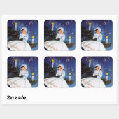 Retro Weihnachts Weihnachtsfest Quadratischer Aufkleber (Blatt)