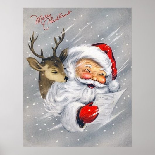 Retro Weihnachts Weihnachtsgebäck Weihnachtsmann R Poster (Vorne)
