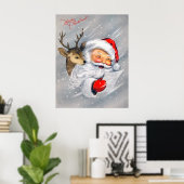 Retro Weihnachts Weihnachtsgebäck Weihnachtsmann R Poster (Heimbüro)