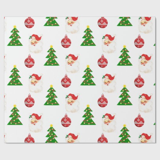 Retro Weihnachts-Weihnachtsmann-Musterpapier Geschenkpapier (Flach)