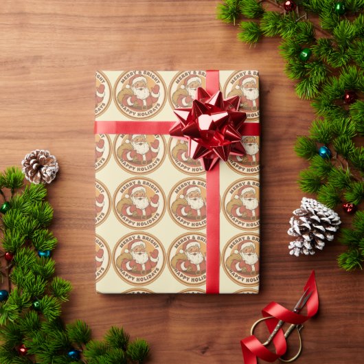 Retro-Weihnachts-Wrap-Papier mit Weihnachtsmann-Mo Geschenkpapier (Feiertagsgeschenk)
