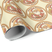 Retro-Weihnachts-Wrap-Papier mit Weihnachtsmann-Mo Geschenkpapier (Rolleneckpunkt)