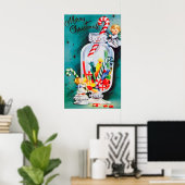 Retro WeihnachtsAngeln und Bonbonposter Poster (Heimbüro)