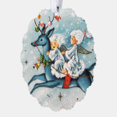 Retro WeihnachtsAngels hinzufügen Text Ornament Karte (Links)